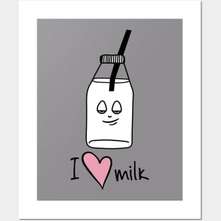 Cartoon bottle of milk Posters and Art